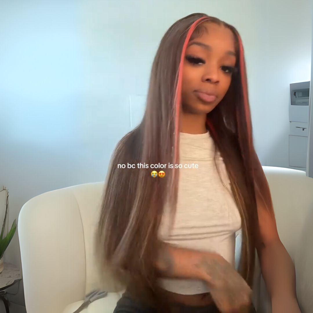 Jasperel Multi Colored Lace Front Wig Brown with Mixed Orange Yellow Human Hair Wig Body Wave Glueless Wig( EW009 )