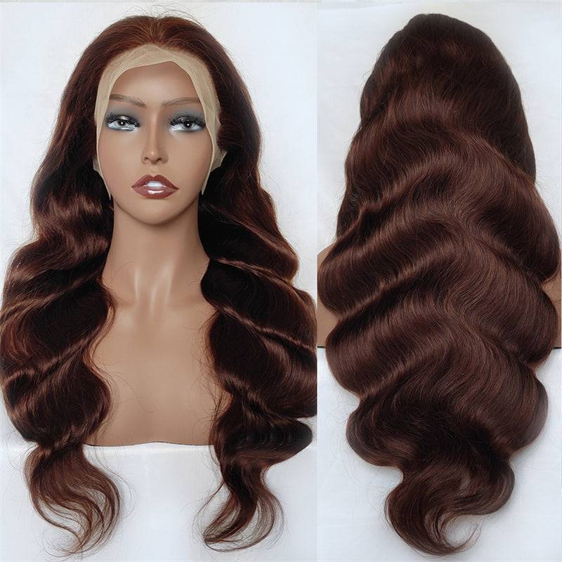 Jasperel Perfect Chocolate Brown Lace Frontal Human Hair Wig For Brown Skin Women