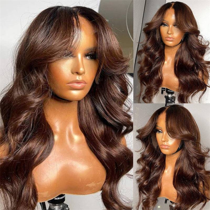 Jasperel Perfect Chocolate Brown Lace Frontal Human Hair Wig For Brown Skin Women