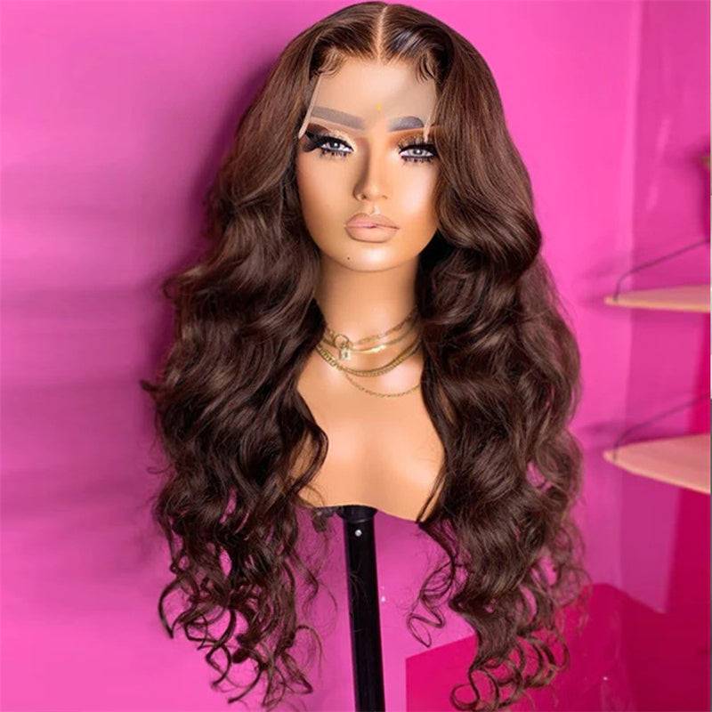 Jasperel Perfect Chocolate Brown Lace Frontal Human Hair Wig For Brown Skin Women