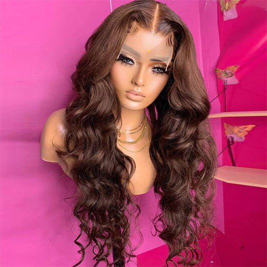 Jasperel Perfect Chocolate Brown Lace Frontal Human Hair Wig For Brown Skin Women