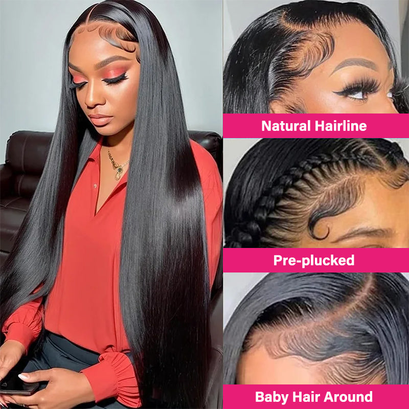 Straight Lace Front Wig 13x6 Lace Frontal Wig 40 Inch Glueless Human Hair Wigs