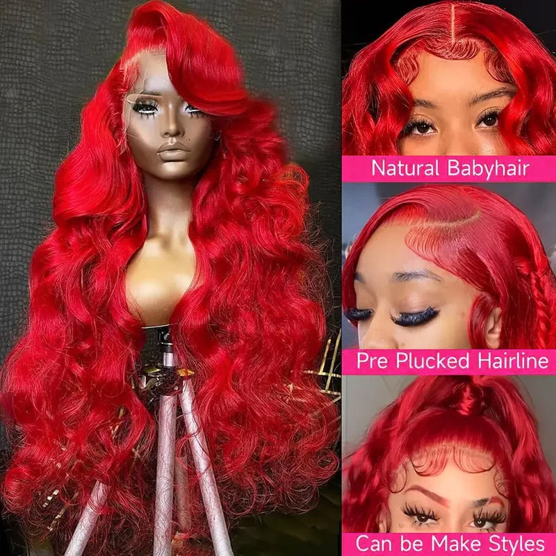 Red Lace Front Wigs Body Wave Wig 13x4 HD Lace Frontal Wigs Transparent Lace Wigs