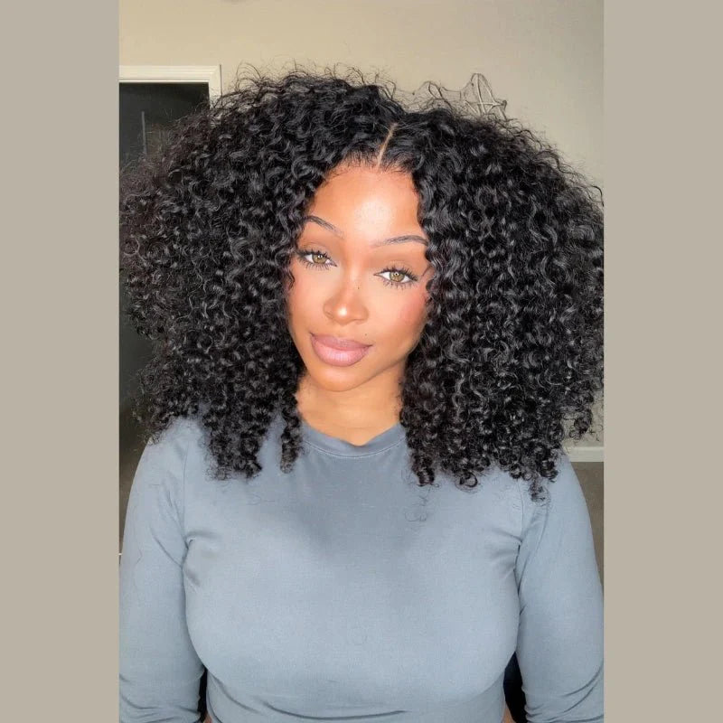 Glueless Wig Curly Human Hair 13x4 Lace Frontal Short Bob Wig Pre Plucked Natural Hairline