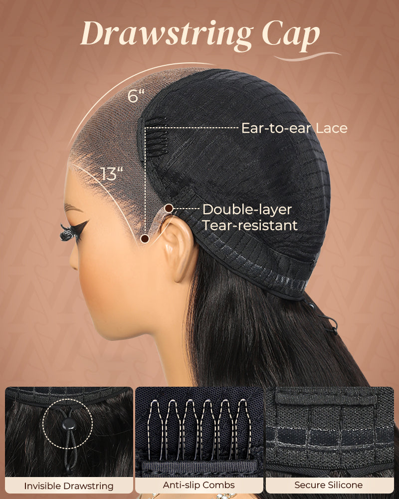 Pure-Luxe™ Body Wave Natural Black Easy Wear Glueless 13x6 Ultra-Dense Human Hair Wig Pre-Cut Lace