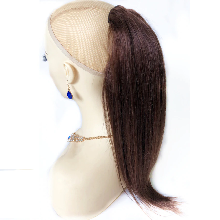 Brazilian #2 Color / #4 Color Straight Drawstring Ponytail Human Hair Extension