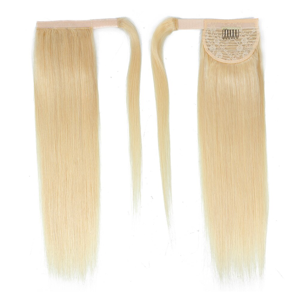 #613 Straight Wrap Around Ponytail Human Hair Extensions Color Hairpiece