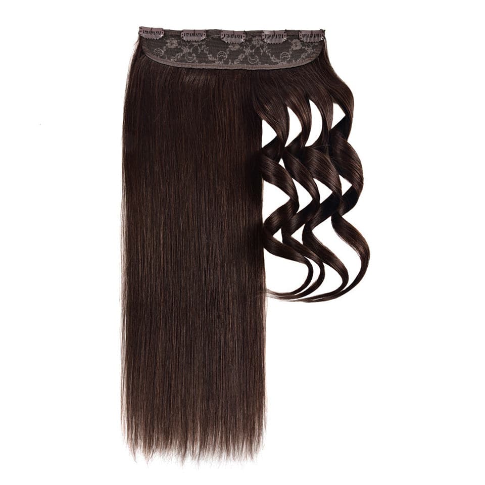 Chocolate Straight 5 Clips in 1 Piece Human Hair Extensions