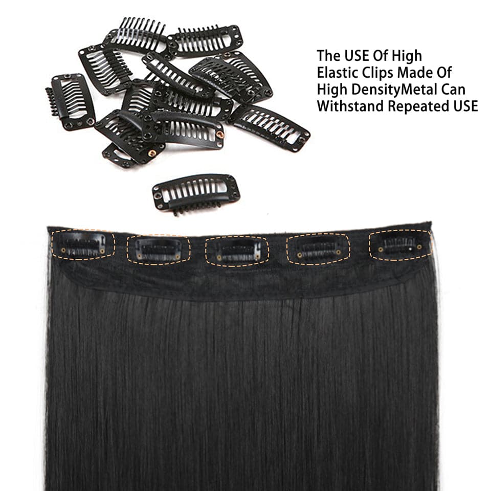1B/99J Color 5 Clips In Straight Human Hair One Piece Extension