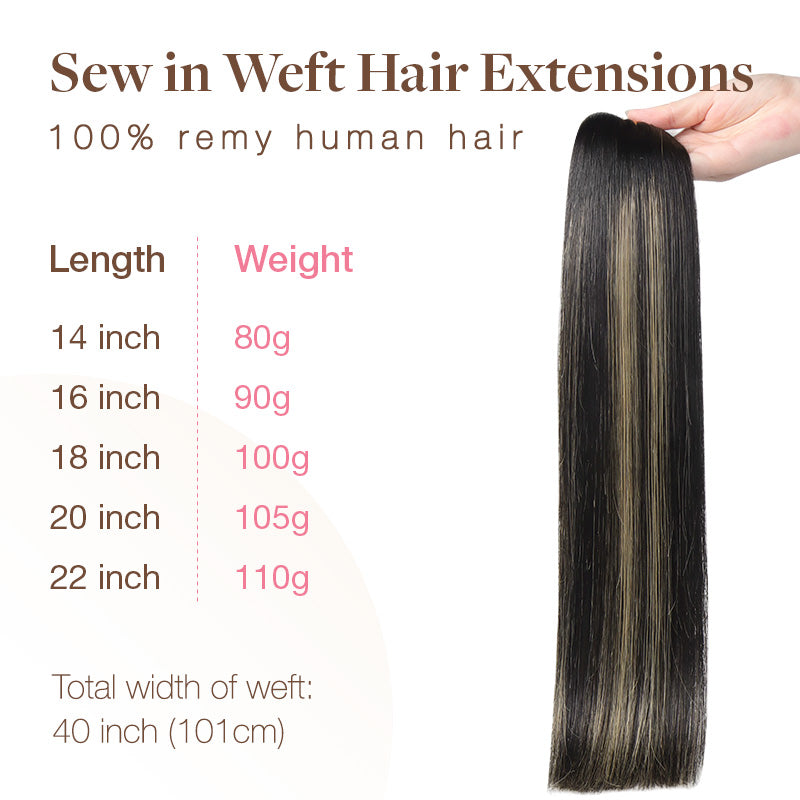 BLACK TO LIGHT BLONDE BALAYAGE (1B/16/1B) Sew in Weft Hair Extensions