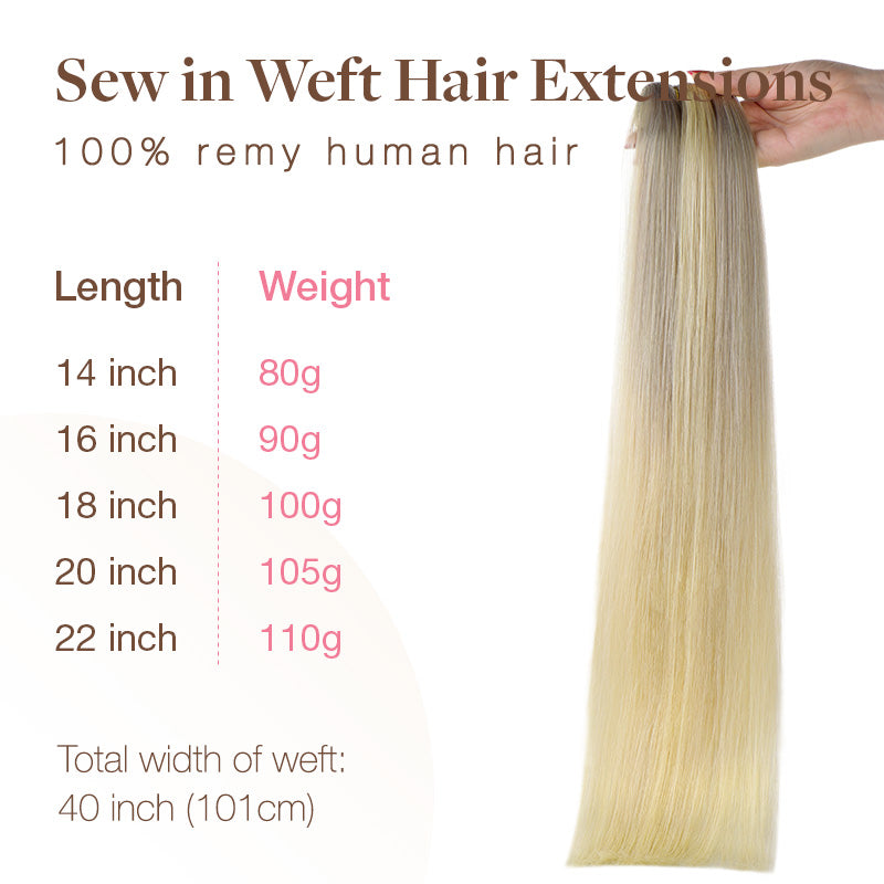 PLATINUM BLONDE BALAYAGE (17/22/60) Sew in Weft Hair Extensions