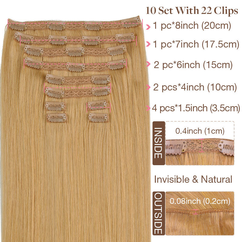 Dirty Blonde (16A) Double Drawn Clip in 160g