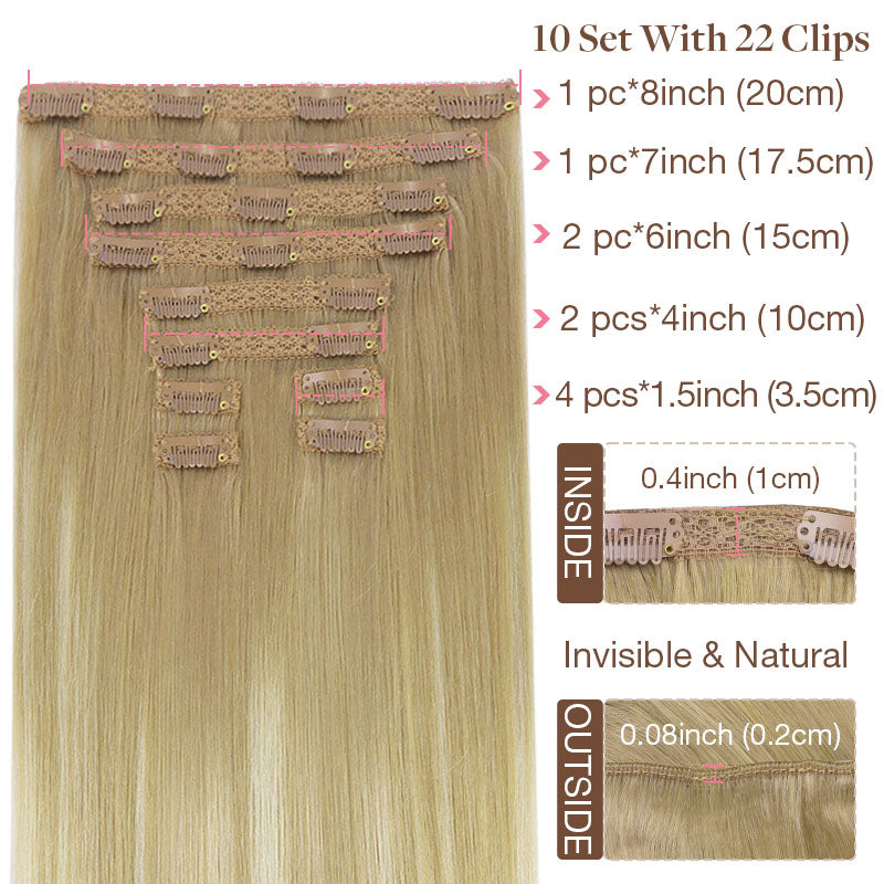 Blonde Omber(18T90) Double Drawn Clip in 160g