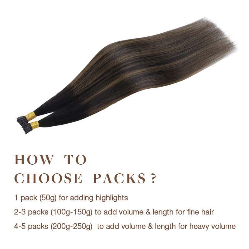 NATURAL BLACK BALAYAGE (1B/6/1B) I Tip Hair Extensions