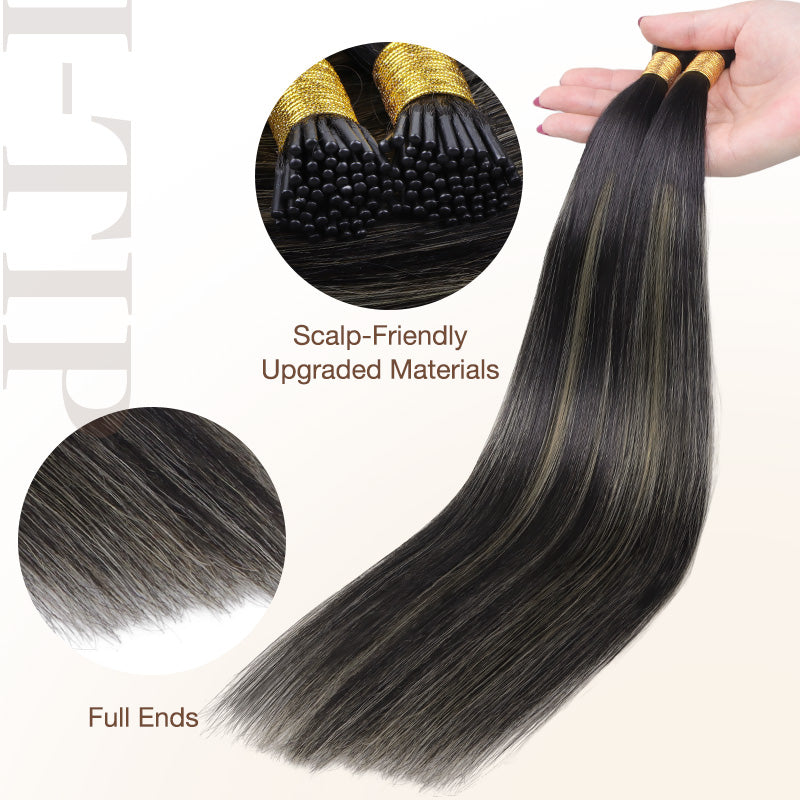 BLACK TO LIGHT BLONDE BALAYAGE (1B/16/1B) I Tip Hair Extensions