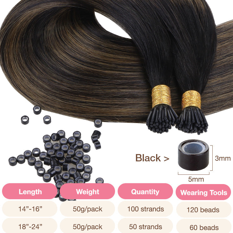 NATURAL BLACK BALAYAGE (1B/6/1B) I Tip Hair Extensions