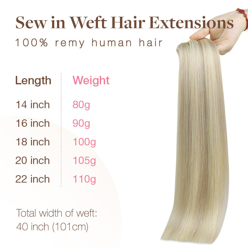 ASH BLONDE HIGHLIGHTS (17A/60) Sew in Weft Hair Extensions