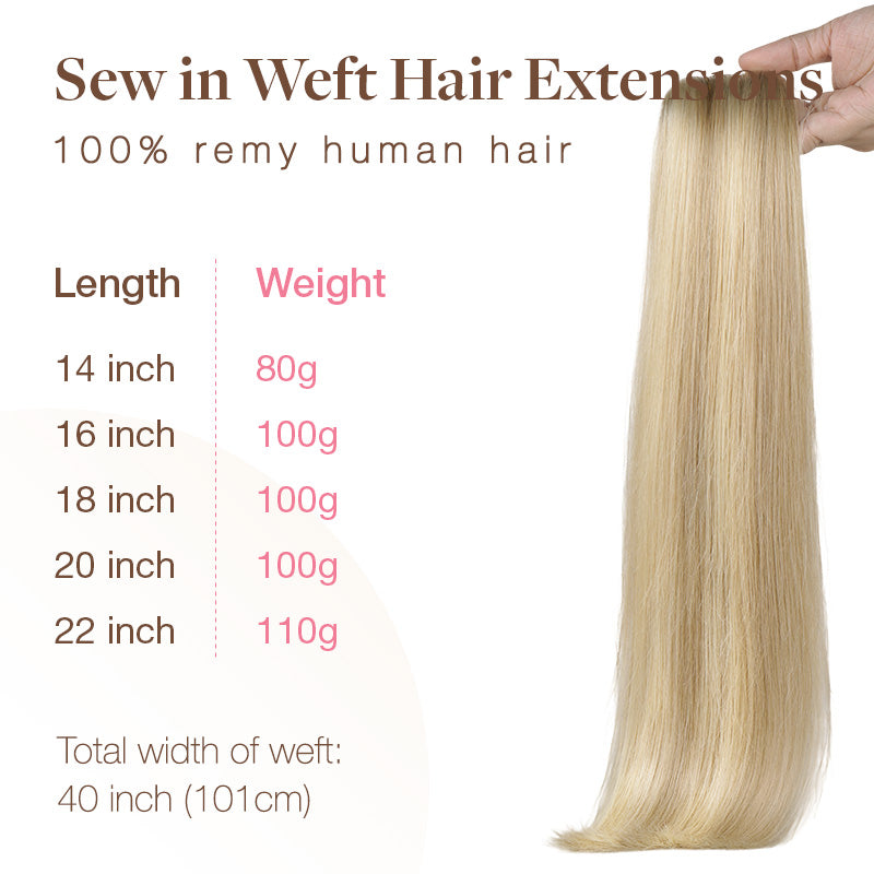 DIRTY BLONDE HIGHLIGHTS (18D/22F) Sew in Weft Hair Extensions