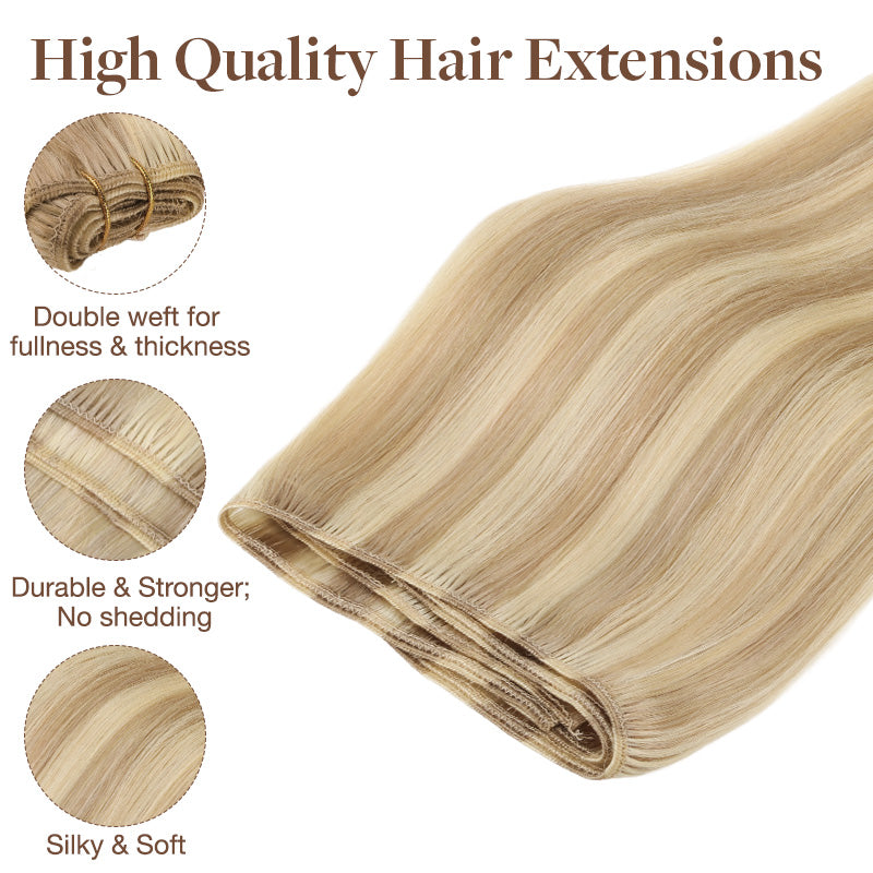 DIRTY BLONDE HIGHLIGHTS (18D/22F) Sew in Weft Hair Extensions