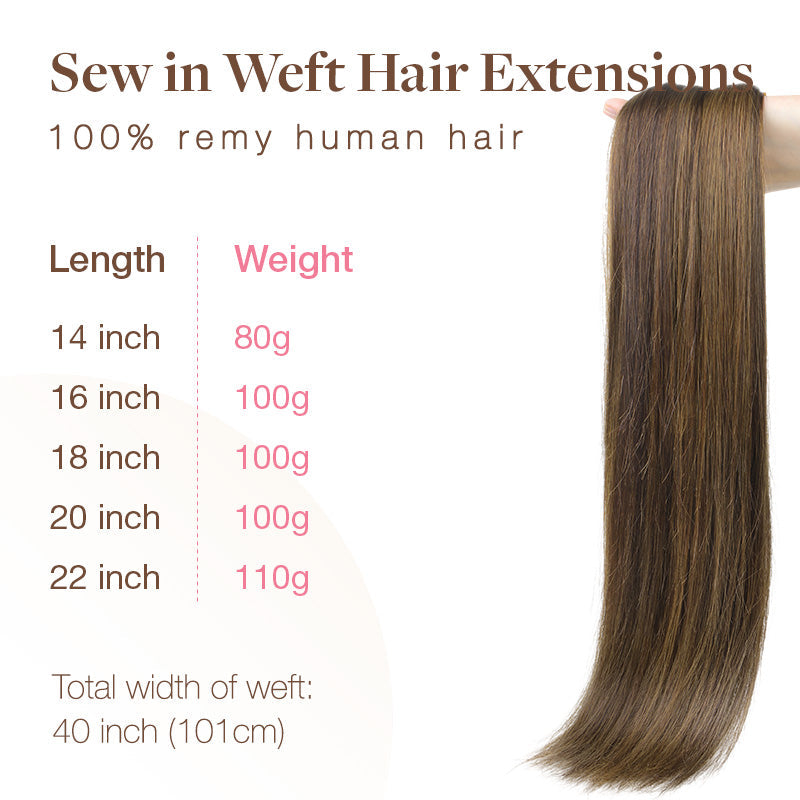 BROWN SUGAR SWIRL HIGHLIGHTS (2C/4E/6C) Sew in Weft Hair Extensions