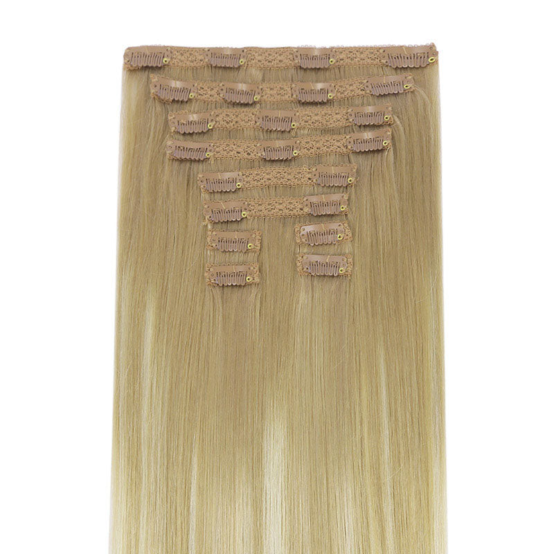 Blonde Omber(18T90) Double Drawn Clip in 160g