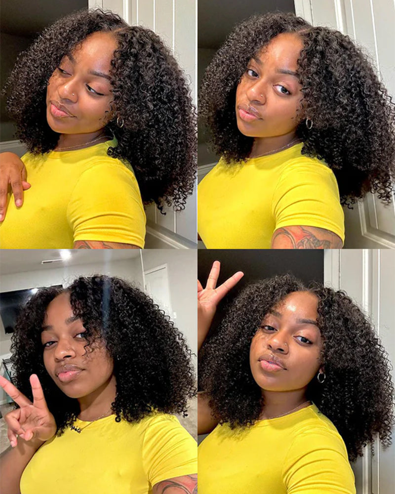 Limited Design Special Jerry Curl Long Bob Natural Black 4x4 Lace Double Drawn Human Hair Wigs
