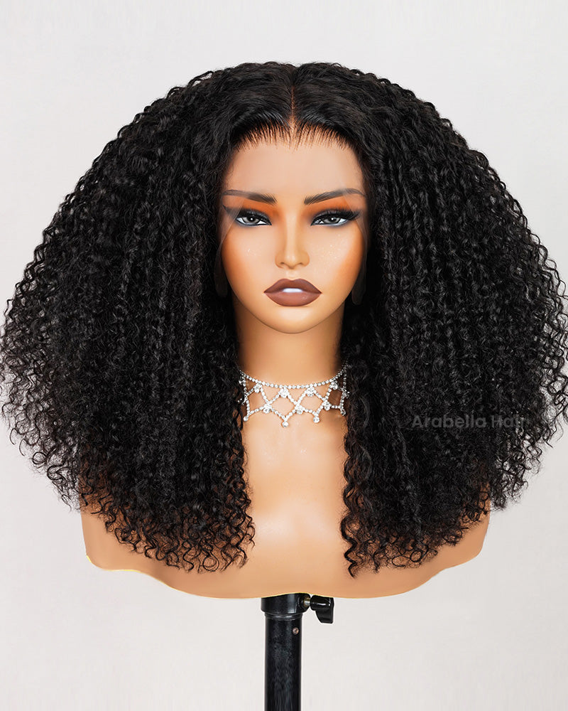 Limited Design Special Jerry Curl Long Bob Natural Black 4x4 Lace Double Drawn Human Hair Wigs