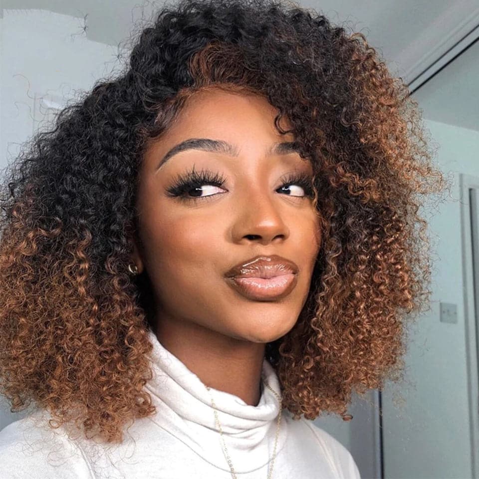 Jasperel 1B/4/27 color Afro curly Clip In Human Hair Extensions 8 Pieces/Set 120G