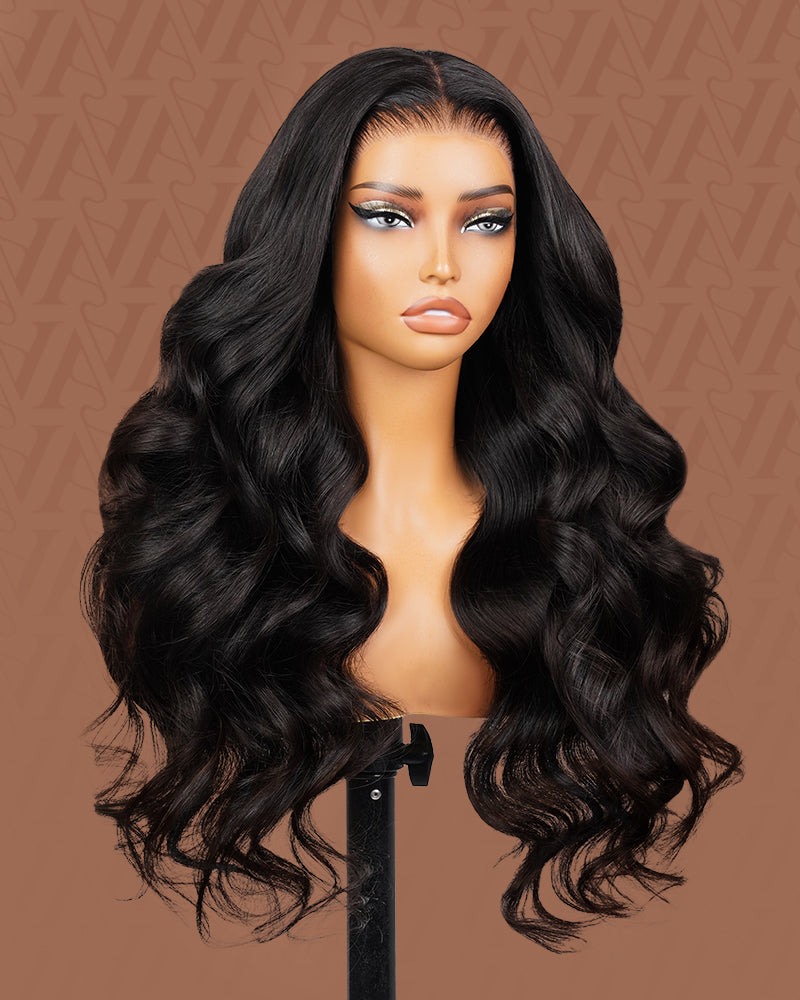 Pure-Luxe™ Body Wave Natural Black Easy Wear Glueless 13x6 Ultra-Dense Human Hair Wig Pre-Cut Lace