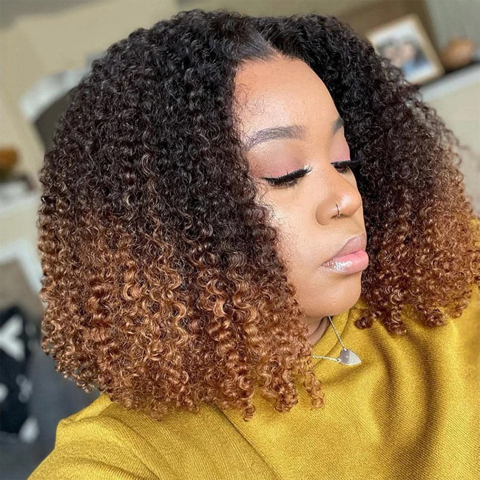 Jasperel 1B/4/27 color Afro curly Clip In Human Hair Extensions 8 Pieces/Set 120G