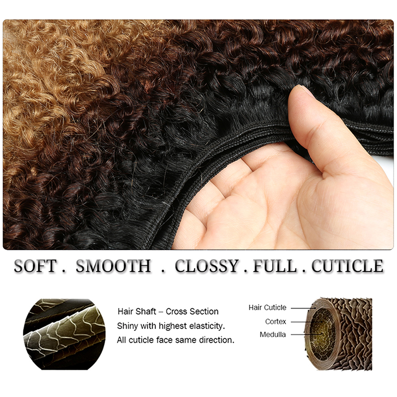 Jasperel 1B/4/27 color Afro curly Clip In Human Hair Extensions 8 Pieces/Set 120G