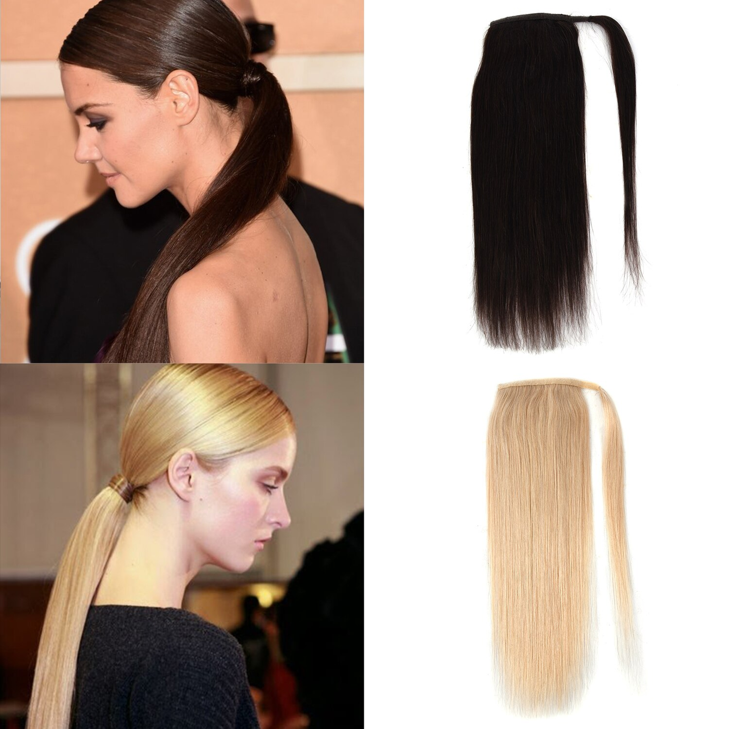 #613 Straight Wrap Around Ponytail Human Hair Extensions Color Hairpiece