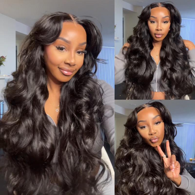 Pre-Cut HD Lace Put On And Go Glueless Wig 13x4 Loose Body Wave Lace Front Wigs with Curtain Bangs 180% Density