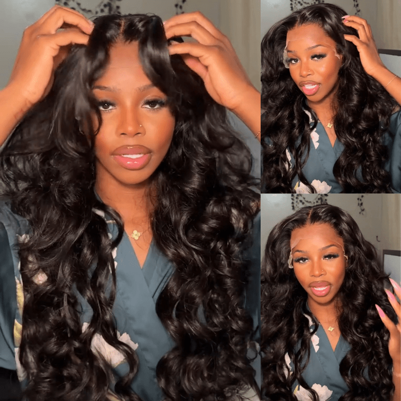 Pre-Cut HD Lace Put On And Go Glueless Wig 13x4 Loose Body Wave Lace Front Wigs with Curtain Bangs 180% Density