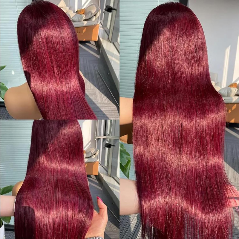 Jasperel 99j Burgundy HD Transparent Lace Front Wig Body Wave/Straight/Deep Wave Human Hair Wigs Pre Plucked Natural Hairline