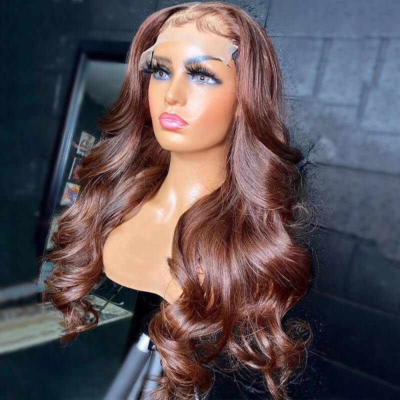 Jasperel Perfect Chocolate Brown Lace Frontal Human Hair Wig For Brown Skin Women