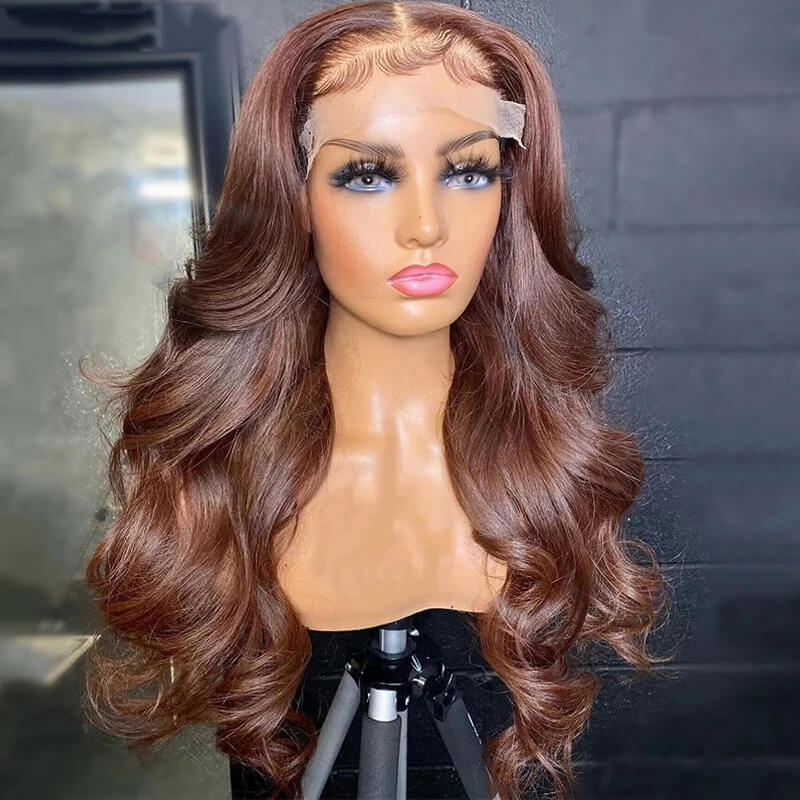 Jasperel Perfect Chocolate Brown Lace Frontal Human Hair Wig For Brown Skin Women