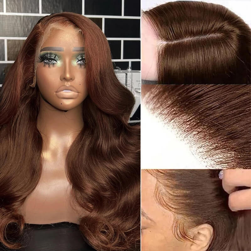 Jasperel Perfect Chocolate Brown Lace Frontal Human Hair Wig For Brown Skin Women