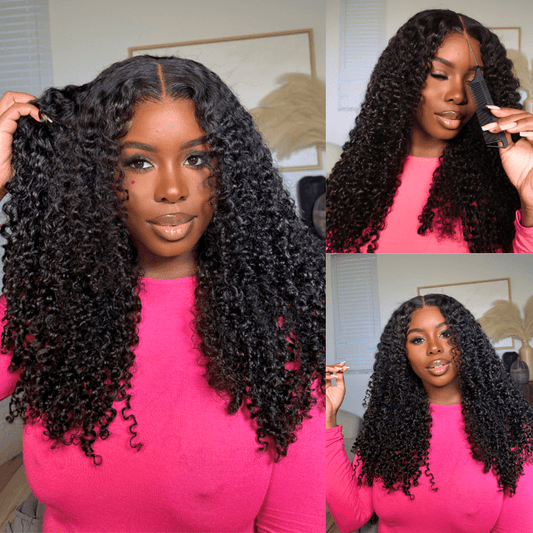 Glueless Wig Fluffy Kinky Curly 7x5 Pre Cut Lace Front Wigs Pre Plucked Natural Hairline 180% Density