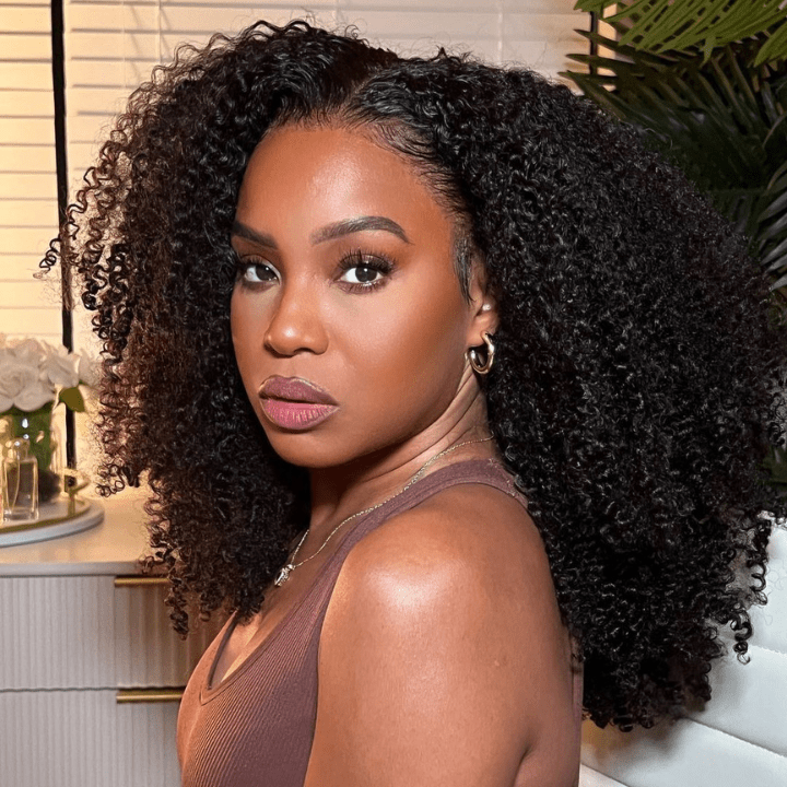 Fluffy Kinky Curly HD Transparent Lace Front Wigs 13x4/6x4 Real Human Hair Wig Pre Plucked Hairline Hair