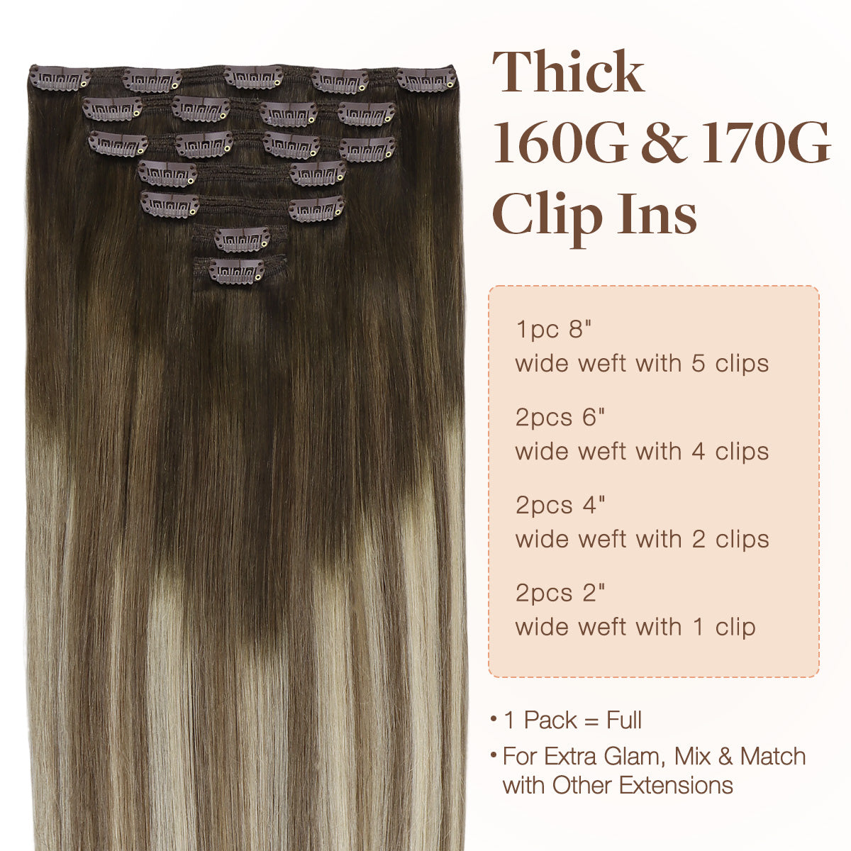 Clip in Hair Extensions 150g