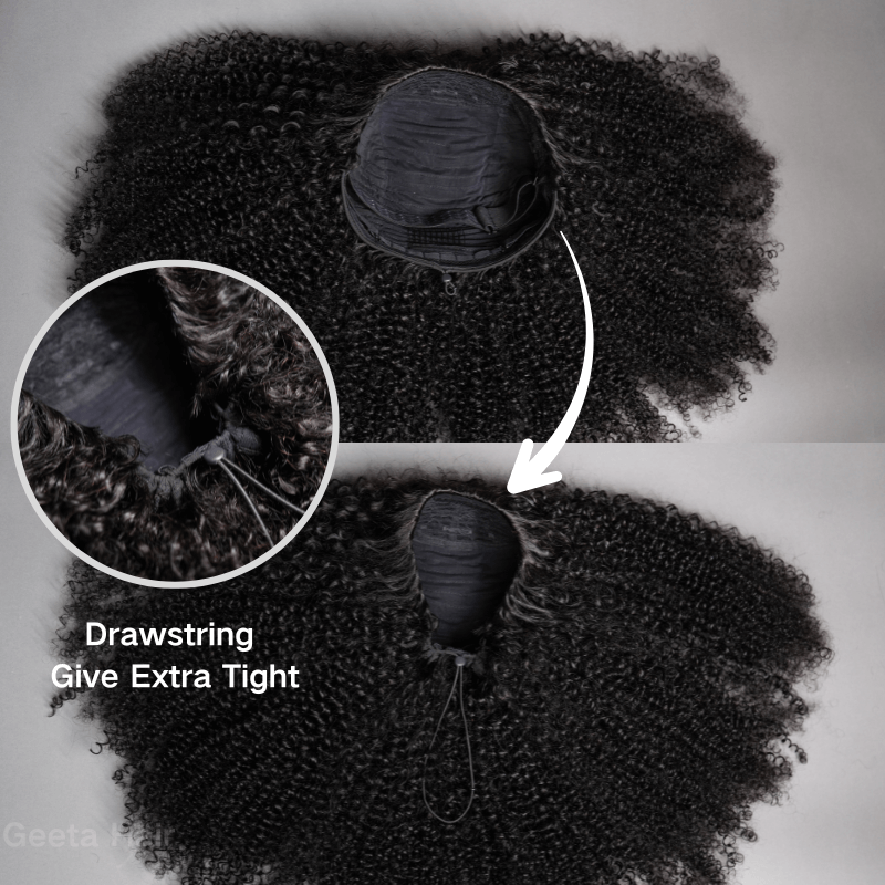 [3 In 1 Half Wig] Kinky Curly Coily Half Wig Invisi Drawstring Glueless Flip Over Wig Flash Sale