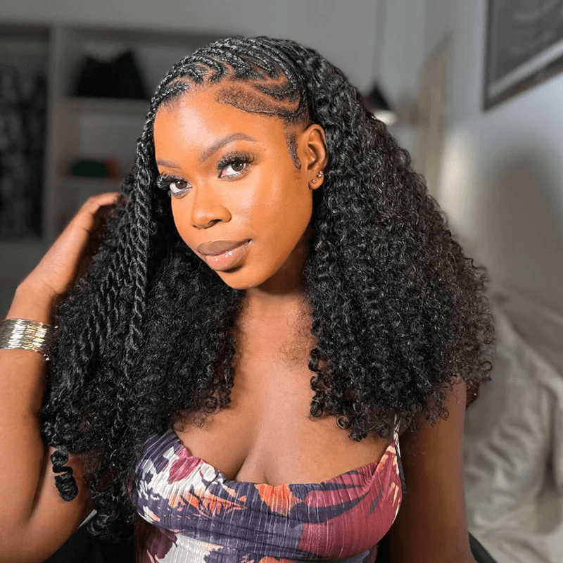[3 In 1 Half Wig] Kinky Curly Coily Half Wig Invisi Drawstring Glueless Flip Over Wig Flash Sale