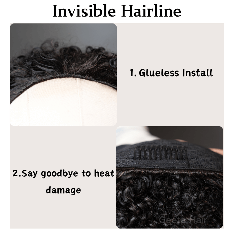 [3 In 1 Half Wig] Kinky Curly Coily Half Wig Invisi Drawstring Glueless Flip Over Wig Flash Sale