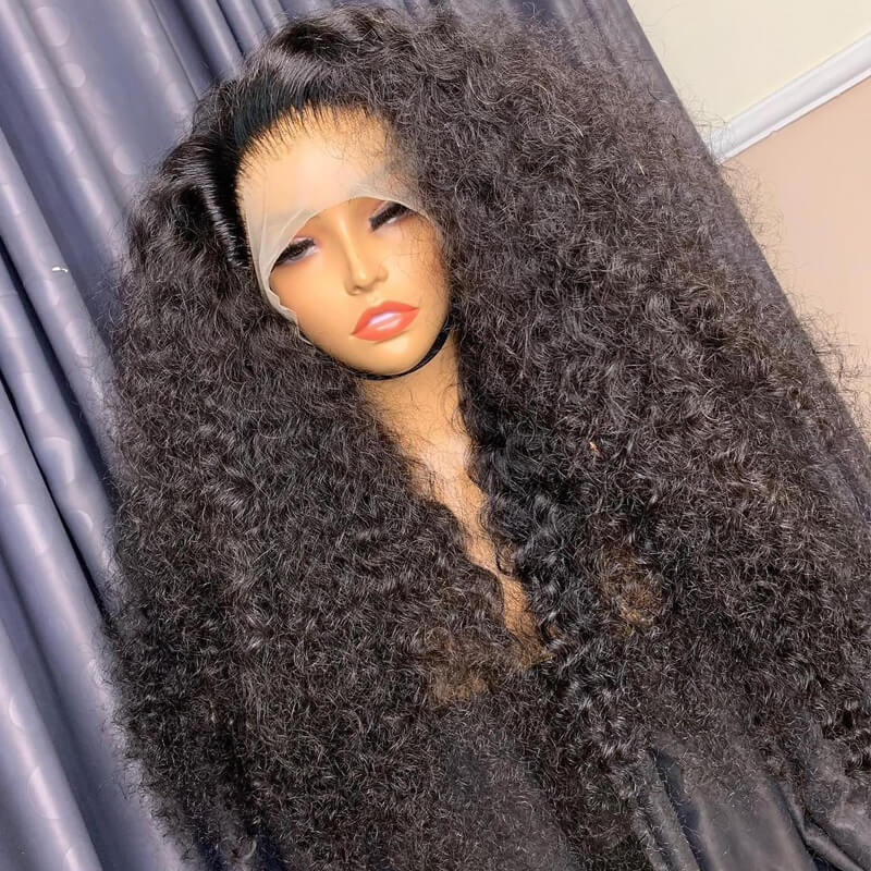 Jasperel Voluminous Sleek Tangle-free Kinky Curly Lace Frontal Wig | Invisible Lace