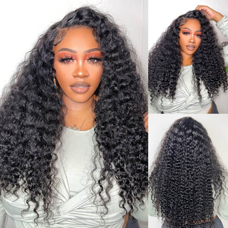 Jasperel Voluminous Sleek Tangle-free Kinky Curly Lace Frontal Wig | Invisible Lace