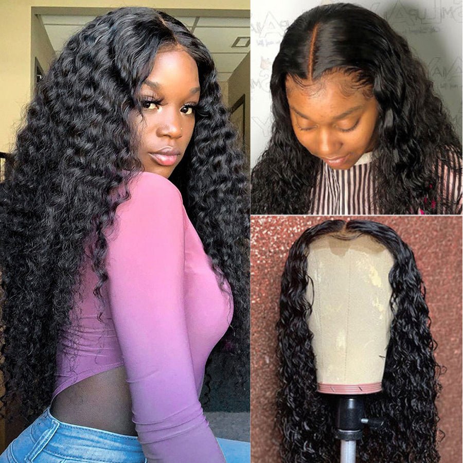 $199=30inch Deep Curly Glueless 13x4 HD Transparent Lace Front Wig Pre Plucked Brazilian Human Hair Wig No Code Needed