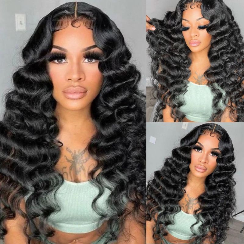 Natural Crimps Curls Loose Deep Wave HD Lace Frontal Glueless Wig Flash Sale