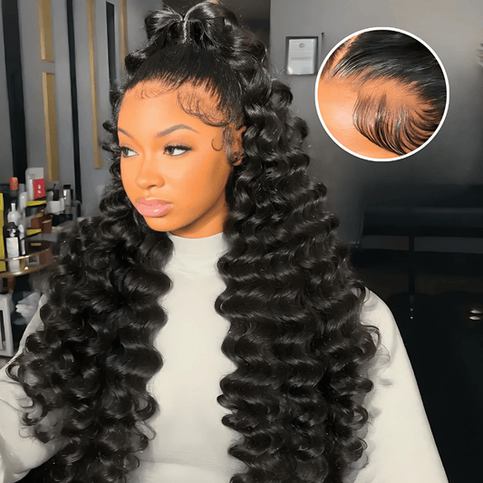 Natural Crimps Curls Loose Deep Wave HD Lace Frontal Glueless Wig Flash Sale