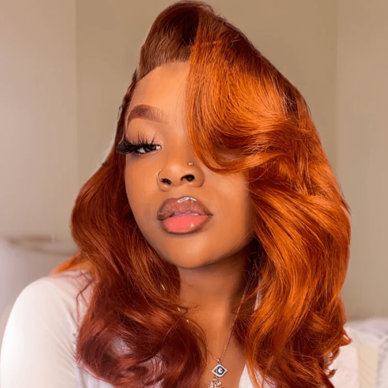 80% Off| Ginger Spice Orange Color 3D Body Wave 13x4 Pre Everything Lace Front Wigs Human Hair Wigs Flash Sale